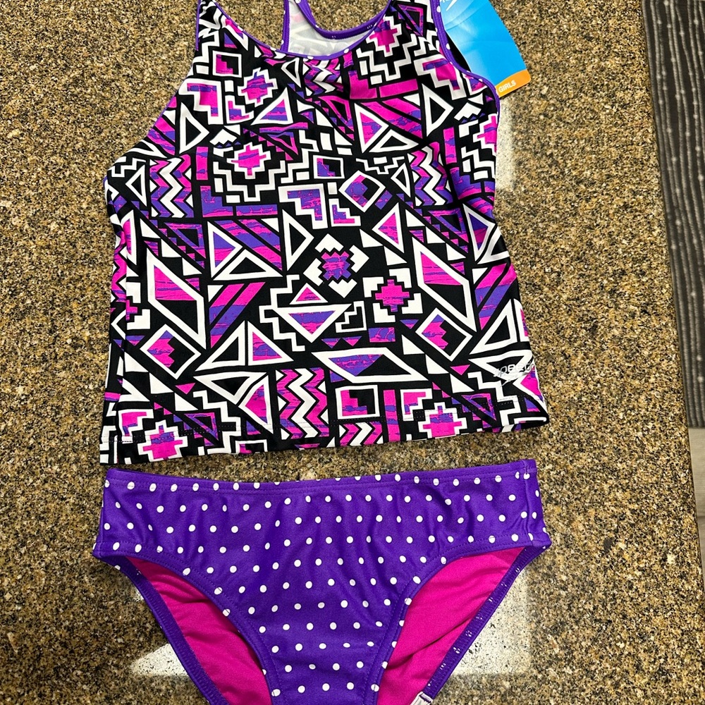 Speedo Kids Geometric Bikini - Black, Pink, Purple - NWT